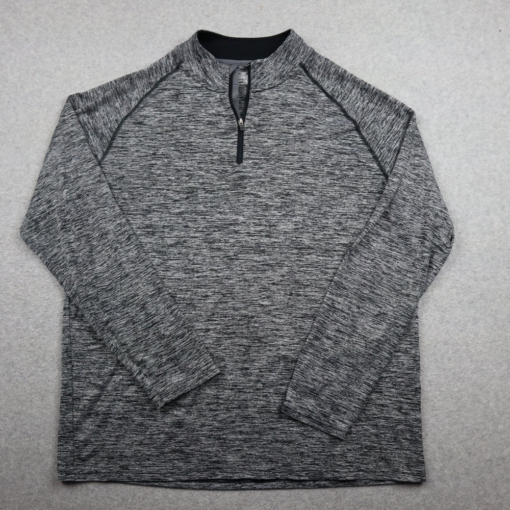 Under Armour Pullover Mens Large HeatGear Quarter-Zip Gray Heather Space Dye
